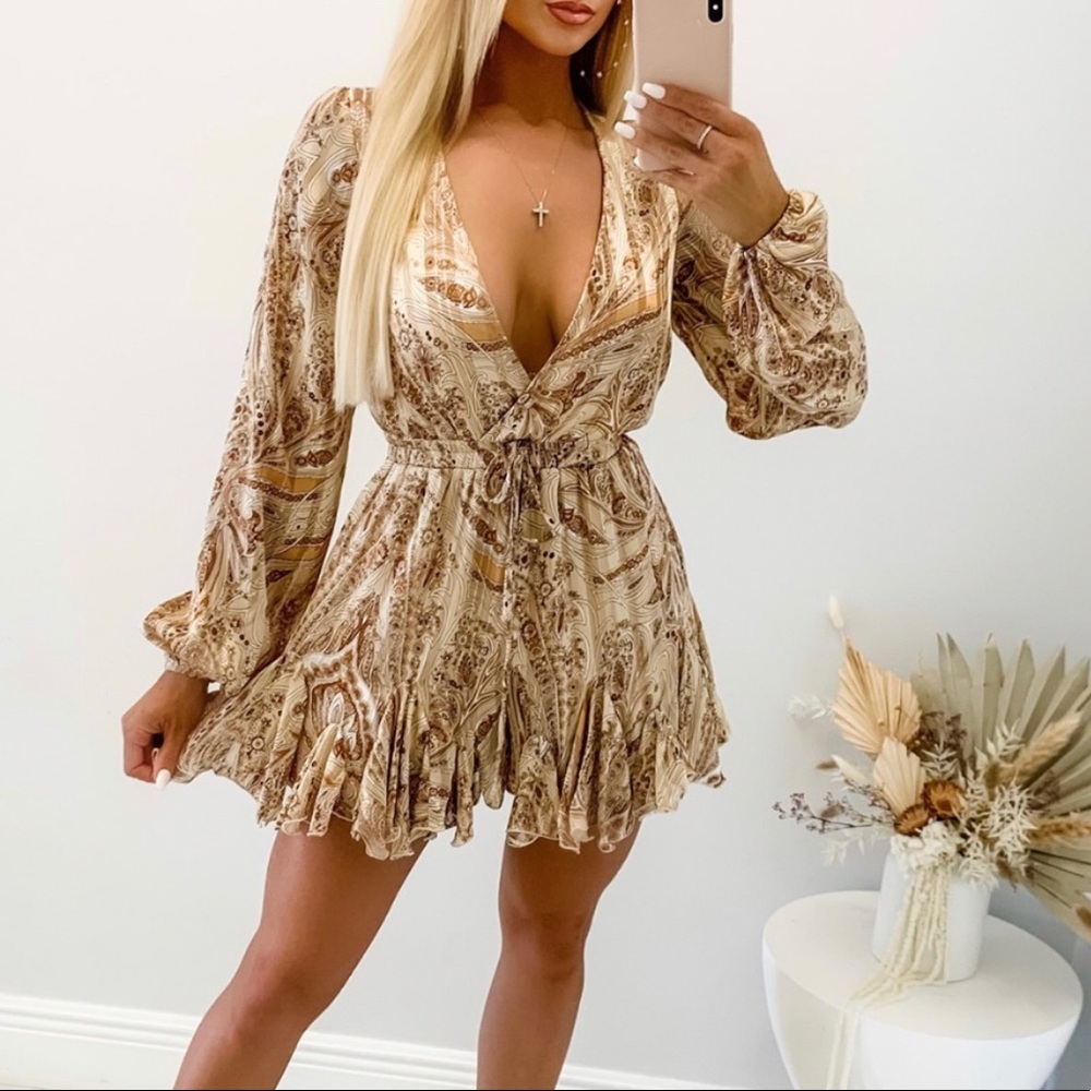 BEIGE AND BROWN ROMPER